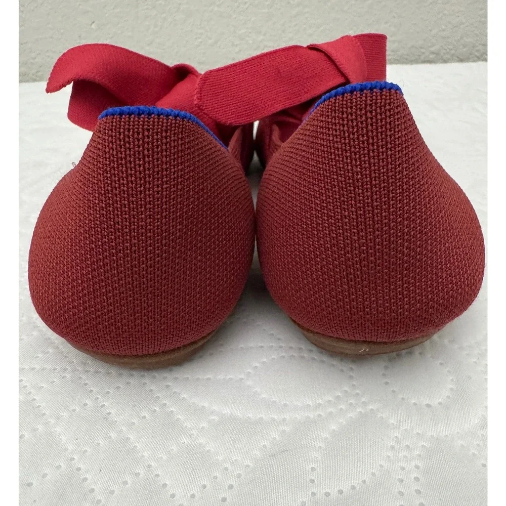 Rothy's Bow Tie Mary Jane Pointed Toe Flats Shoes Red Size 8.5